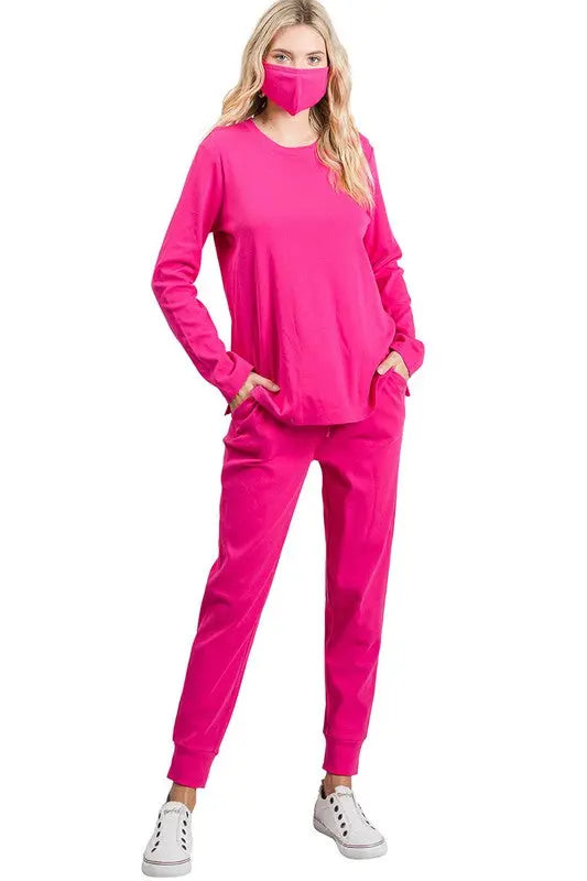 Plus Loungewear Set  HOT PINK - Cathy,s new look