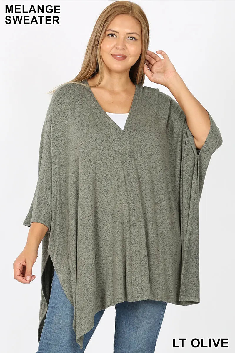 PLUS BRUSHED MELANGE SWEATER LT OLIVE - Cathy,s new look