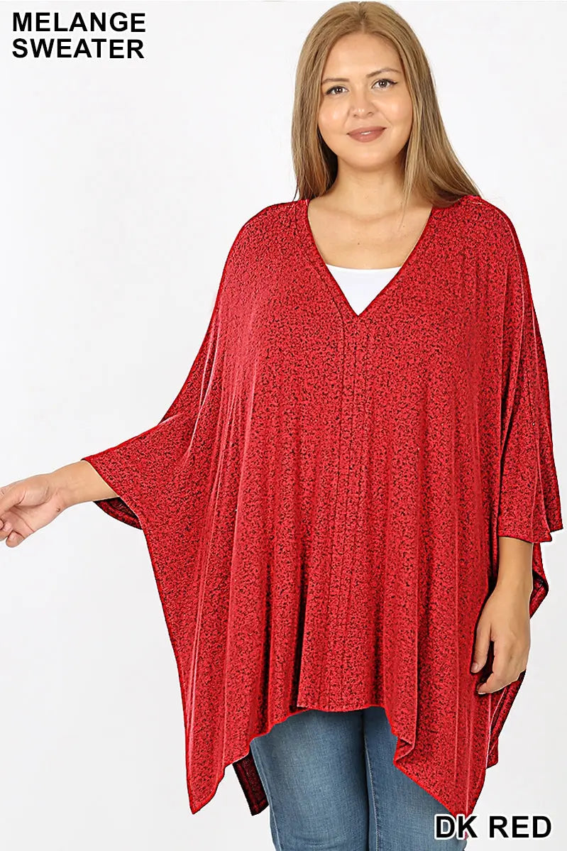 PLUS BRUSHED MELANGE SWEATER DK RED - Cathy,s new look