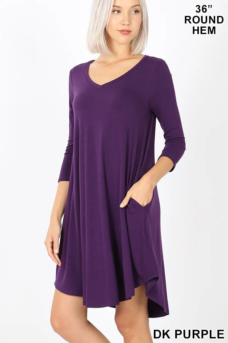 ZENANA ROUND HEM A-LINE DRESS WITH SIDE POCKETS - Cathy,s new look
