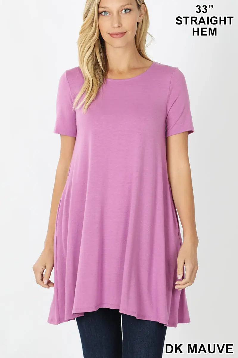 LONGLINE FLARED TOP WITH SIDE POCKETS #RT-9927P ZENANA - Cathy,s new look