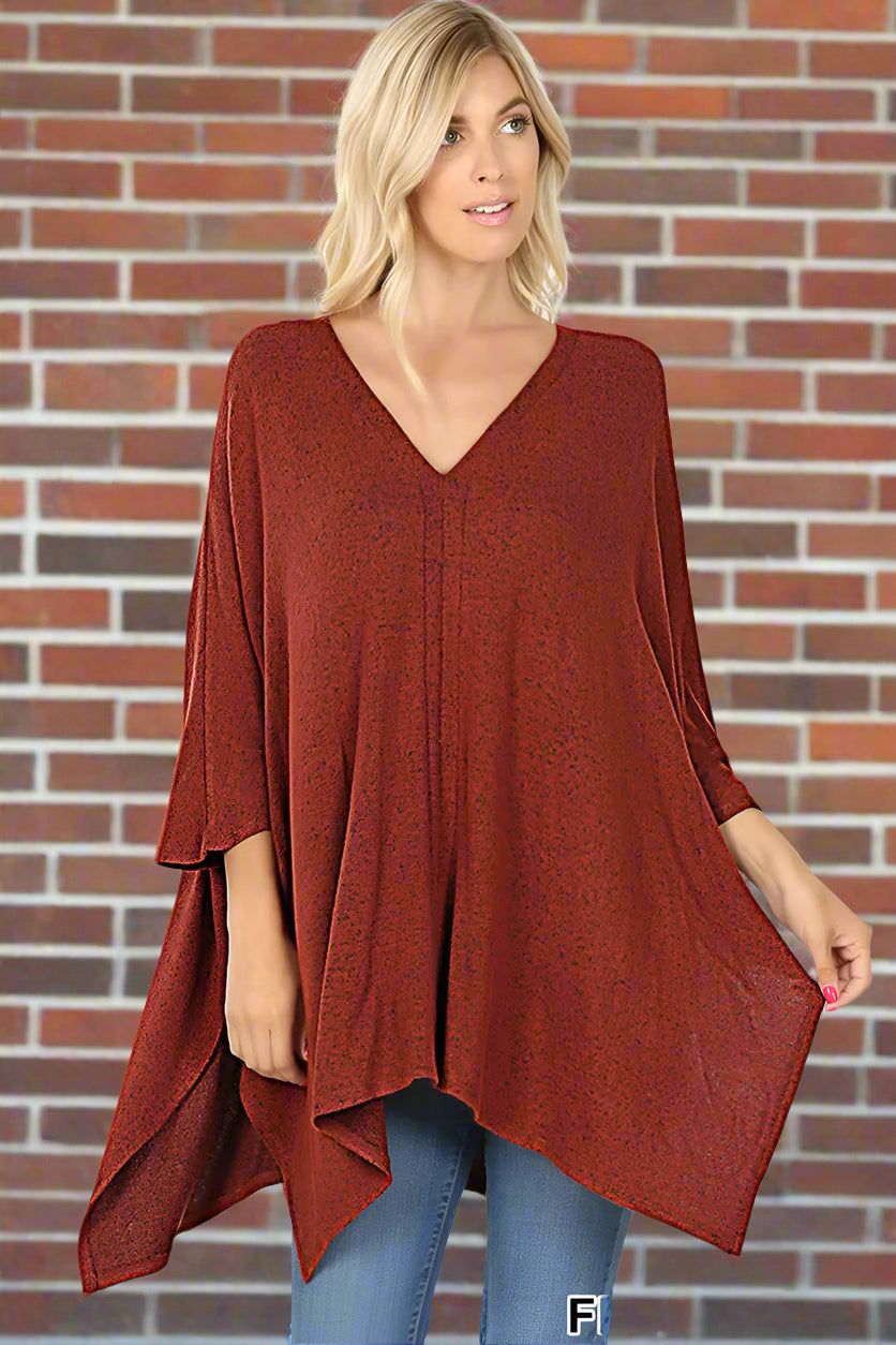 PLUS BRUSHED MELANGE SWEATER FIRED BRICK - Cathy,s new look