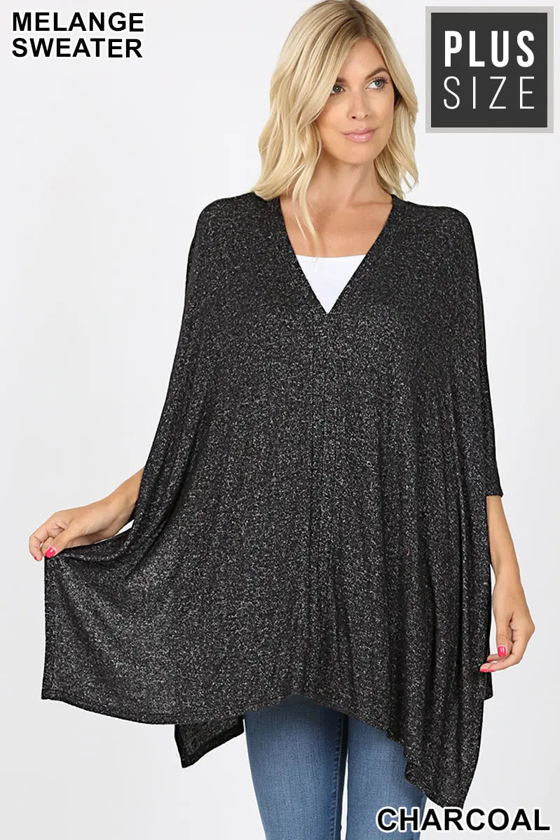 PLUS BRUSHED MELANGE SWEATER CHARCOAL - Cathy,s new look