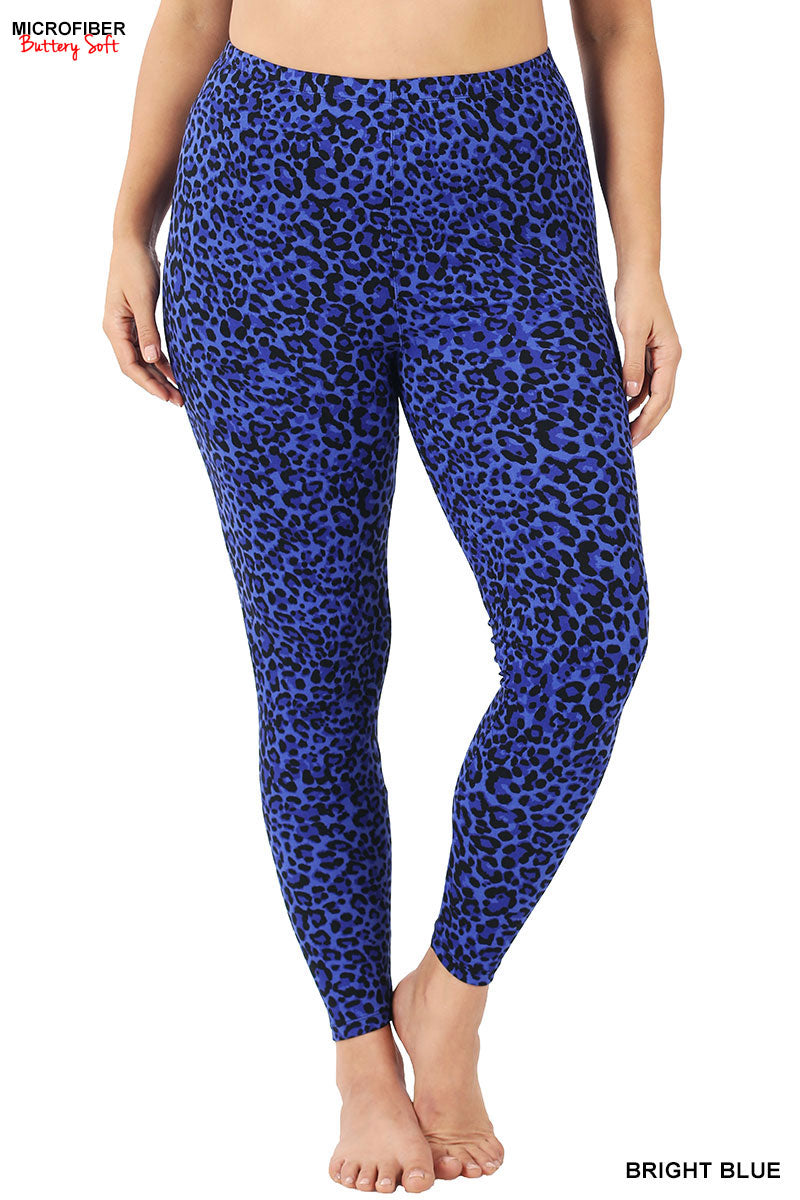 BRUSHED MICROFIBER LEOPARD LEGGINGS BRIGHT BLUE 57059 Cathy,s new look fashion &beauty