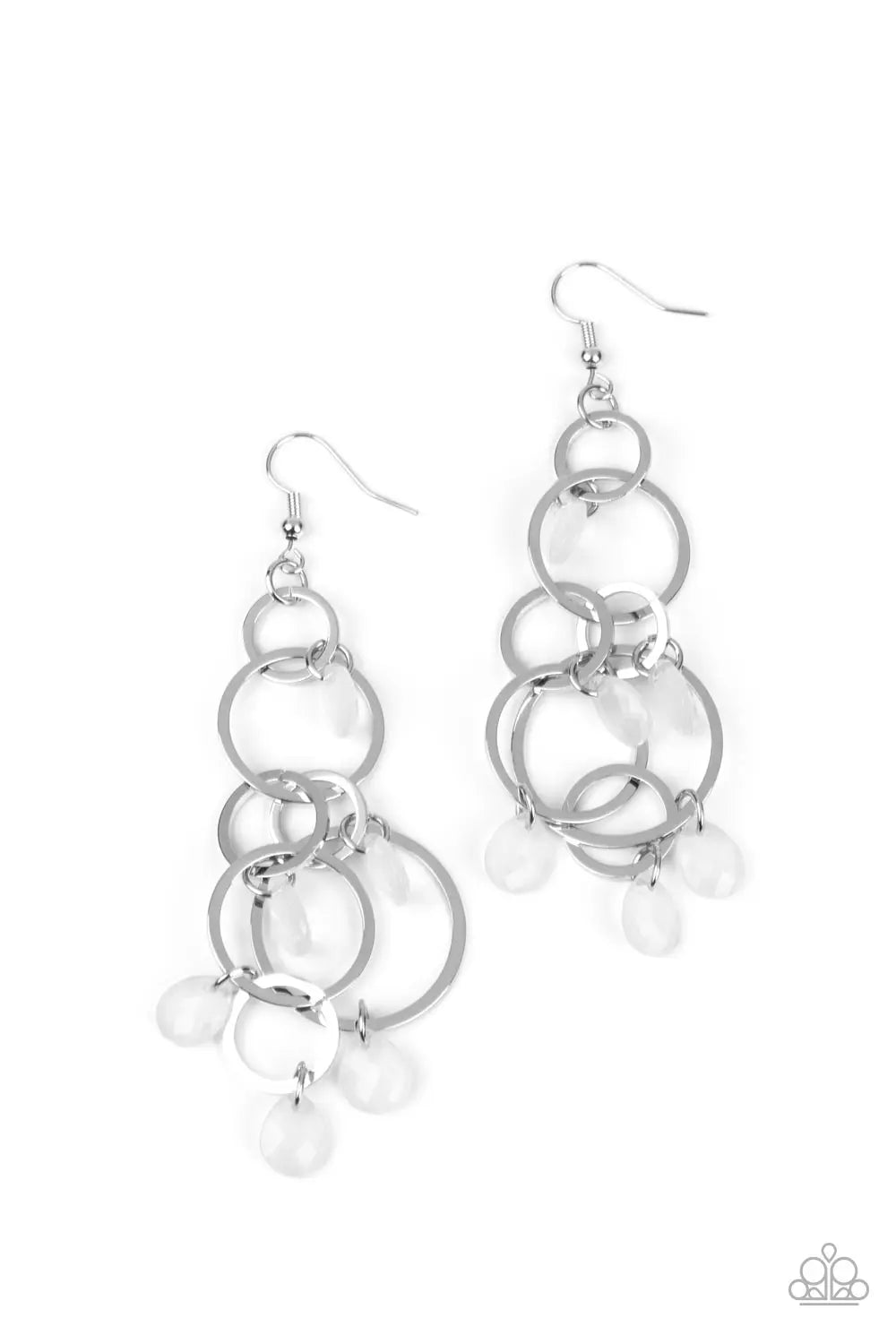 Paparazzi Earring ~ Dizzyingly Dreamy - White Paparazzi Accessories