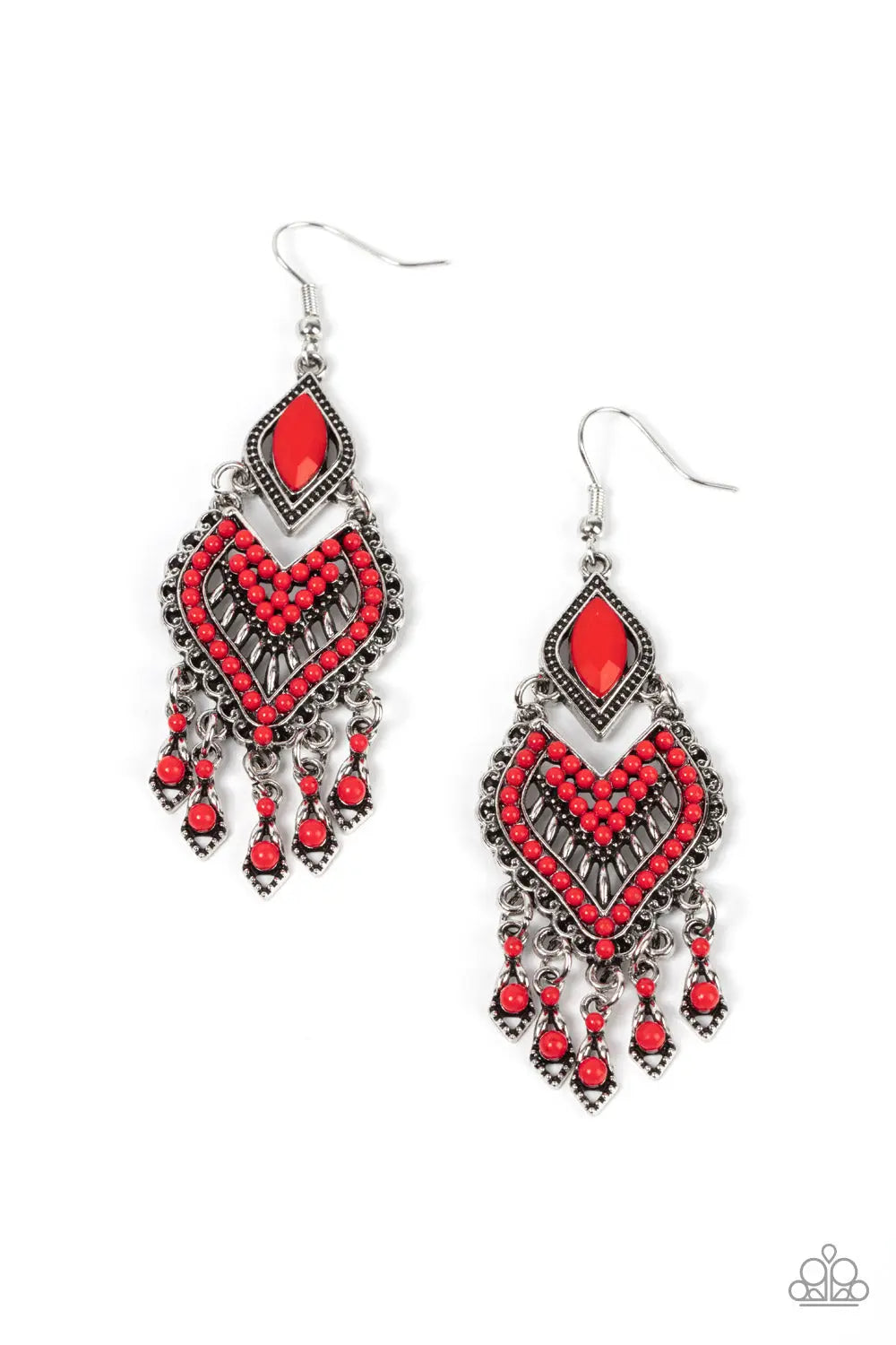 Paparazzi Earring ~ Dearly Debonair - Red Paparazzi Accessories