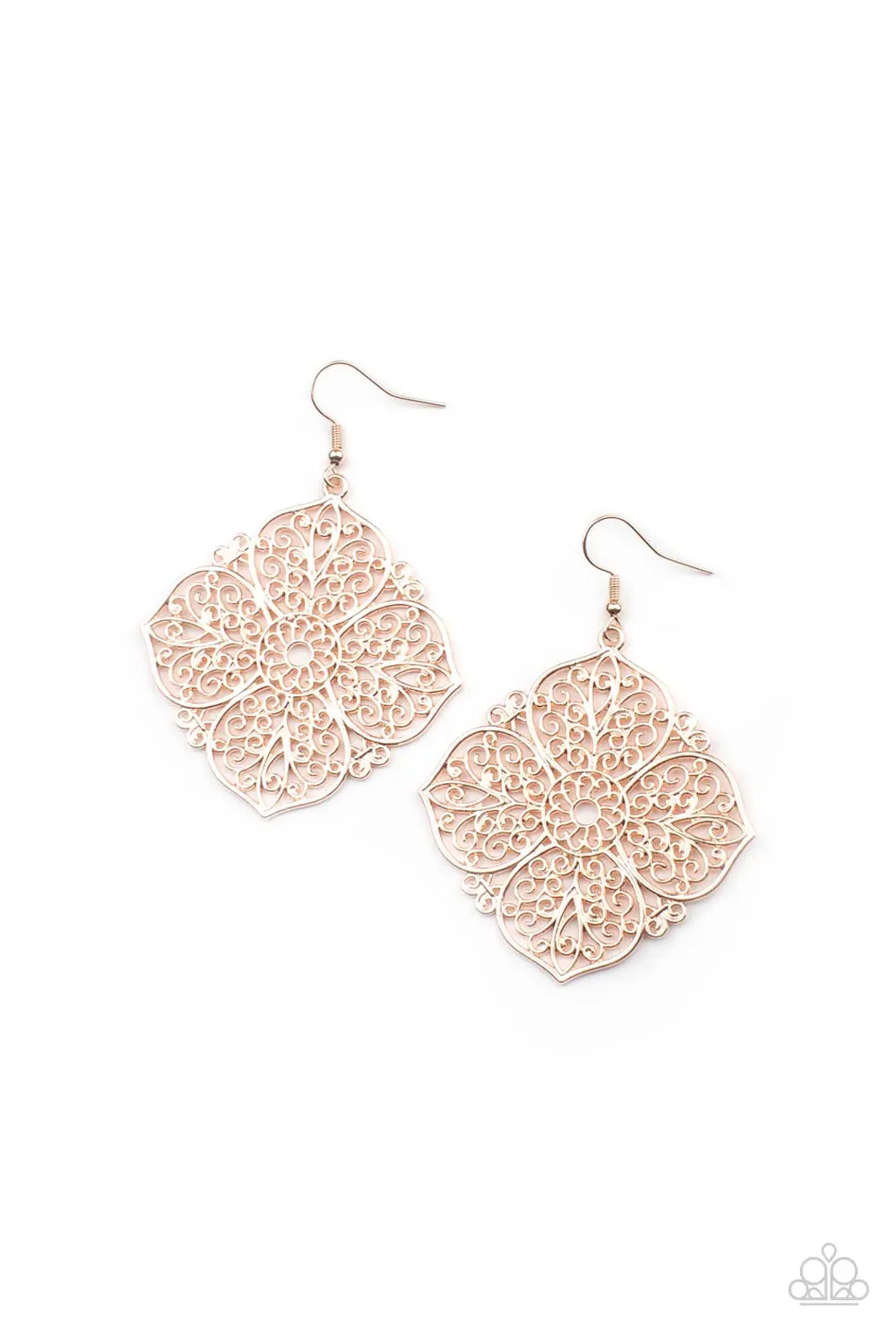 Paparazzi Earring ~ Dubai Detour - Rose Gold Paparazzi Accessories