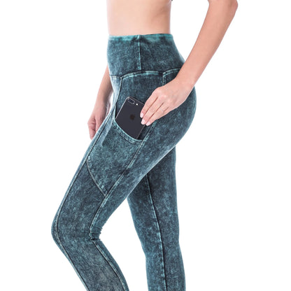 ZENANA MINERAL WASH WIDE WAISTBAND FULL LENGTH LEGGINGS DEEP AQUA   SP-80077 Cathy,s new look fashion &beauty