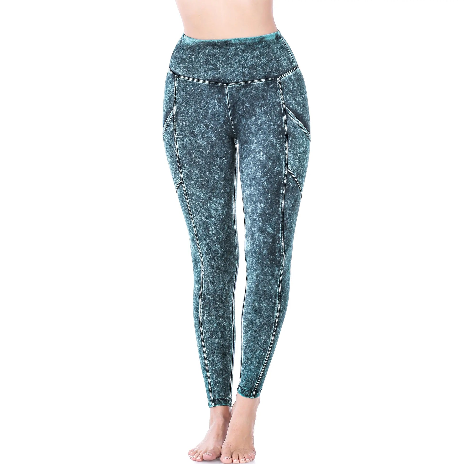 ZENANA MINERAL WASH WIDE WAISTBAND FULL LENGTH LEGGINGS DEEP AQUA   SP-80077 Cathy,s new look fashion &beauty