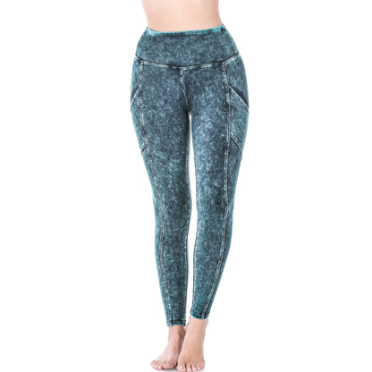 ZENANA MINERAL WASH WIDE WAISTBAND FULL LENGTH LEGGINGS DEEP AQUA   SP-80077 Cathy,s new look fashion &beauty