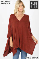 PLUS BRUSHED MELANGE SWEATER   FIRED BRICK by zenana ZENANA