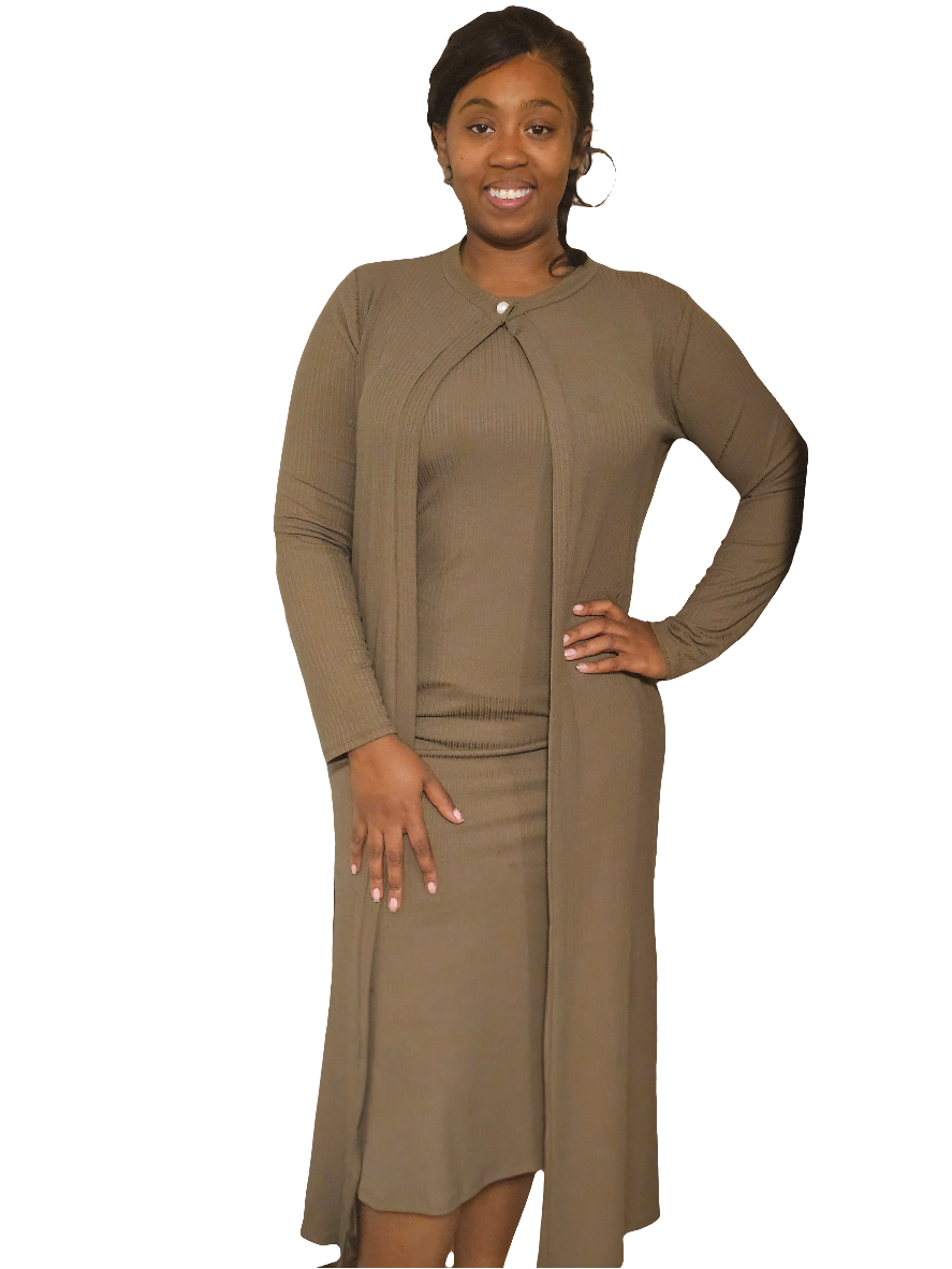 Zenana RIBBED MIDI DRESS & CARDIGAN 2PCS SET RCRS-8070 Cathy,s new look