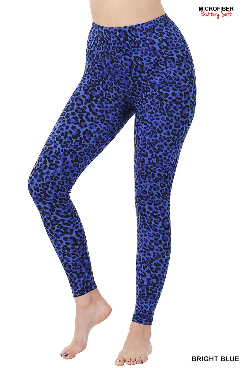 BRUSHED MICROFIBER LEOPARD LEGGINGS BRIGHT BLUE 57059 Cathy,s new look fashion &beauty