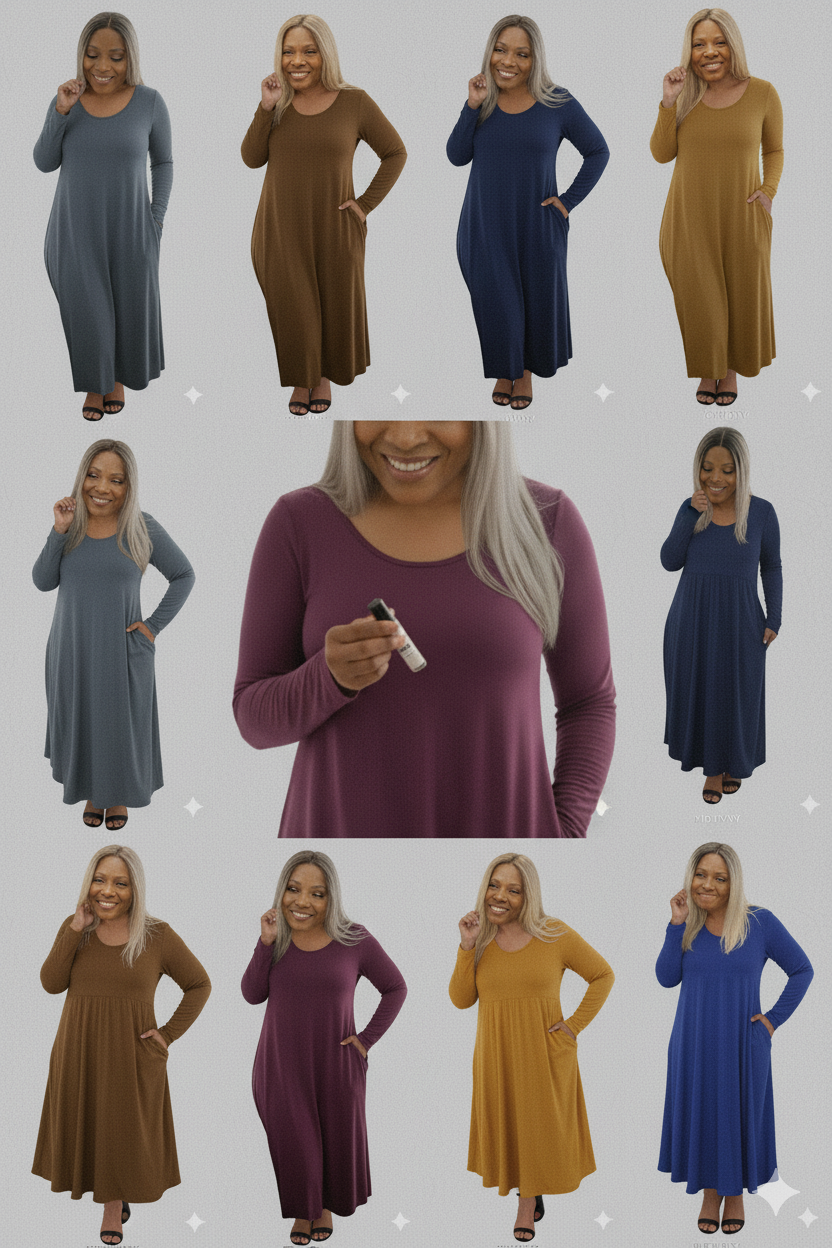 Comfortable cotton ZENANA VISCOSE ROUND NECK POCKET DRESS  VD-7007