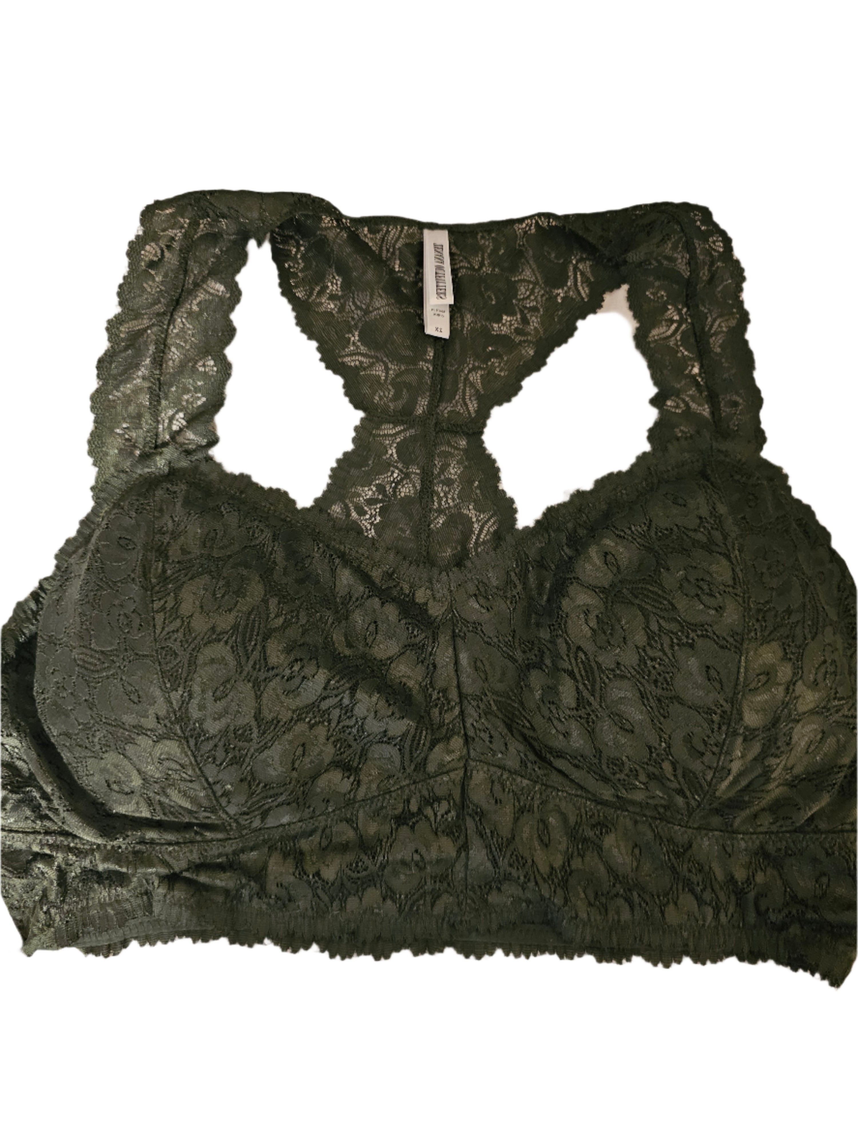 PLUS STRETCH LACE BRALETTE WITH REMOVABLE BRA PADS LT-6324XARMY Cathy Burgess Shop