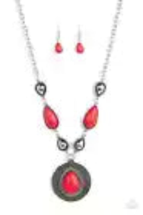 Paparazzi: Saguaro Soul Trek - Red Necklace Cathy,s new look