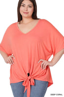 PLUS LUXE RAYON V-NECK TIE FRONT TOP - Cathy,s new look 