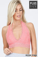 PLUS LACE HALTER STRETCH BRALETTE WITH LINING (STRETCH LACE) LT-6309X - Cathy,s new look 