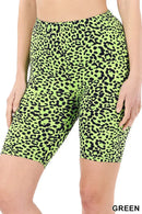 BRUSHED MICROFIBER LEOPARD BIKER SHORTS