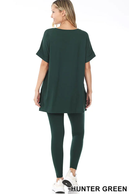 Loungewear V Neck Top Leggings Set  HUNTER GREEN by cathysnewlook - Cathy,s new look 