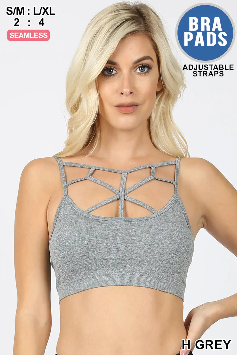 Zenana--Seamless Web Detail Front Bralette with Pads NT-6693ABSEAMLESS WEB DETAIL FRONT BRALETTE by zWITH BRA PADS - ADJUSTABLE STRAPS * *In Packs of S/M (2) : L/XL (4) ** TOTAL BODY LENGTH: 8.5
