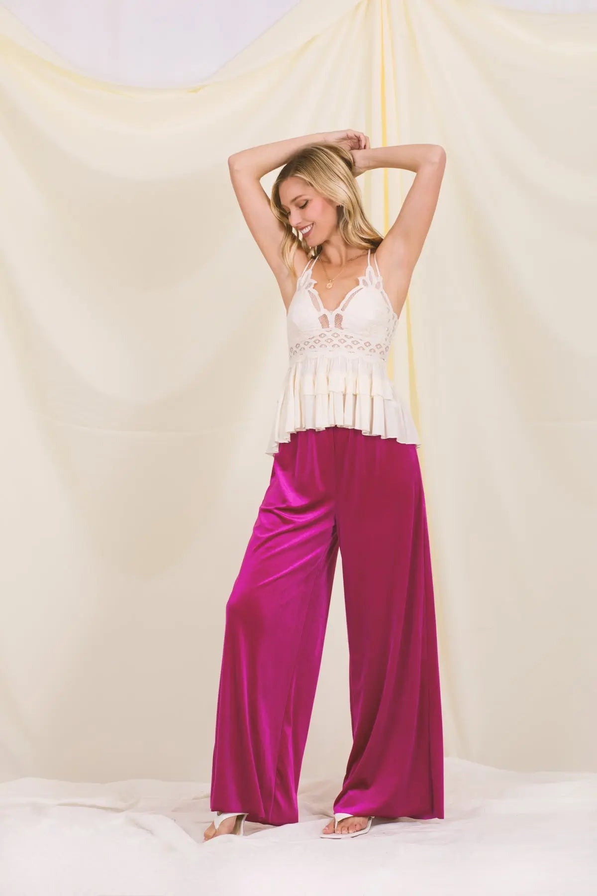 VELVET WIDE LEG PANTS - Cathy,s new look 