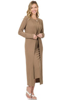 RIBBED MIDI DRESS & CARDIGAN 2PCS SET - Cathy,s new look 