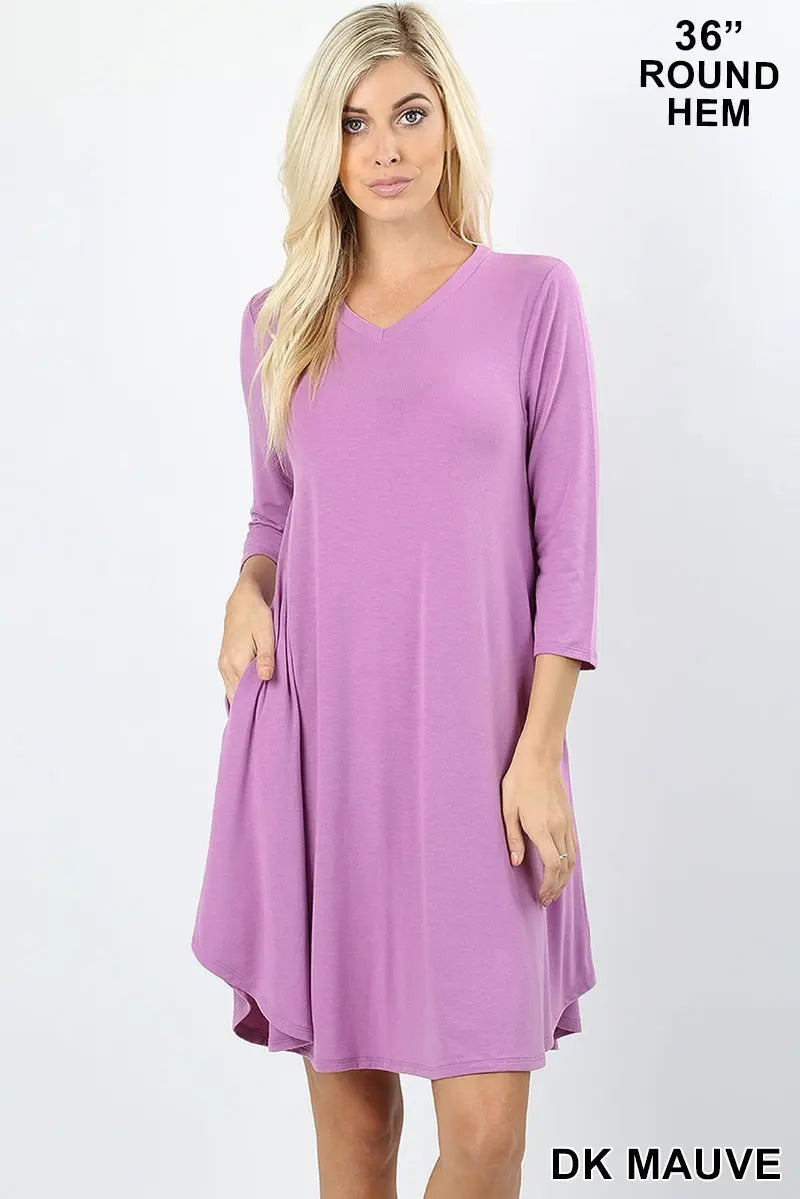 ZENANA ROUND HEM A-LINE DRESS WITH SIDE POCKETS - Cathy,s new look 