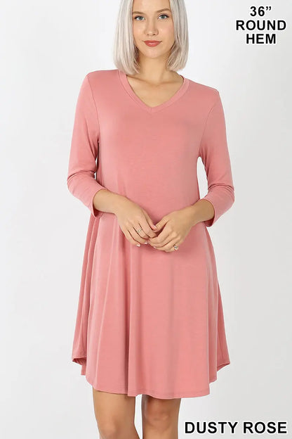 ZENANA ROUND HEM A-LINE DRESS WITH SIDE POCKETS - Cathy,s new look 