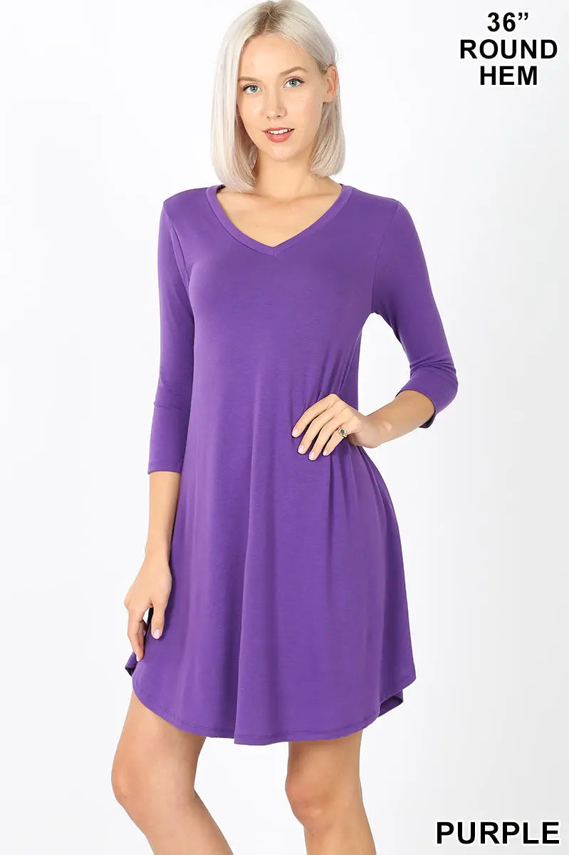 ZENANA ROUND HEM A-LINE DRESS WITH SIDE POCKETS - Cathy,s new look 