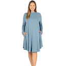 PLUS PREMIUM MOCK NECK LONG SLEEVE DRESS POCKETS StyleNo: