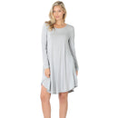 LONG SLEEVE ROUND HEM A-LINE DRESS WITH SIDE POCKETS - Cathy,s new look 