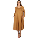 BUY 2 ADD 1 FREE ZENANA VISCOSE ROUND NECK POCKET DRESS VD-7007 - Cathy,s new look 