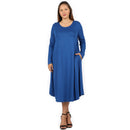 PLUS VISCOSE LONG SLEEVE ROUND NECK POCKET DRESS