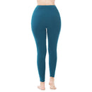 ZENANA high waist leggings with side pockets for women in teal blue shown from the back